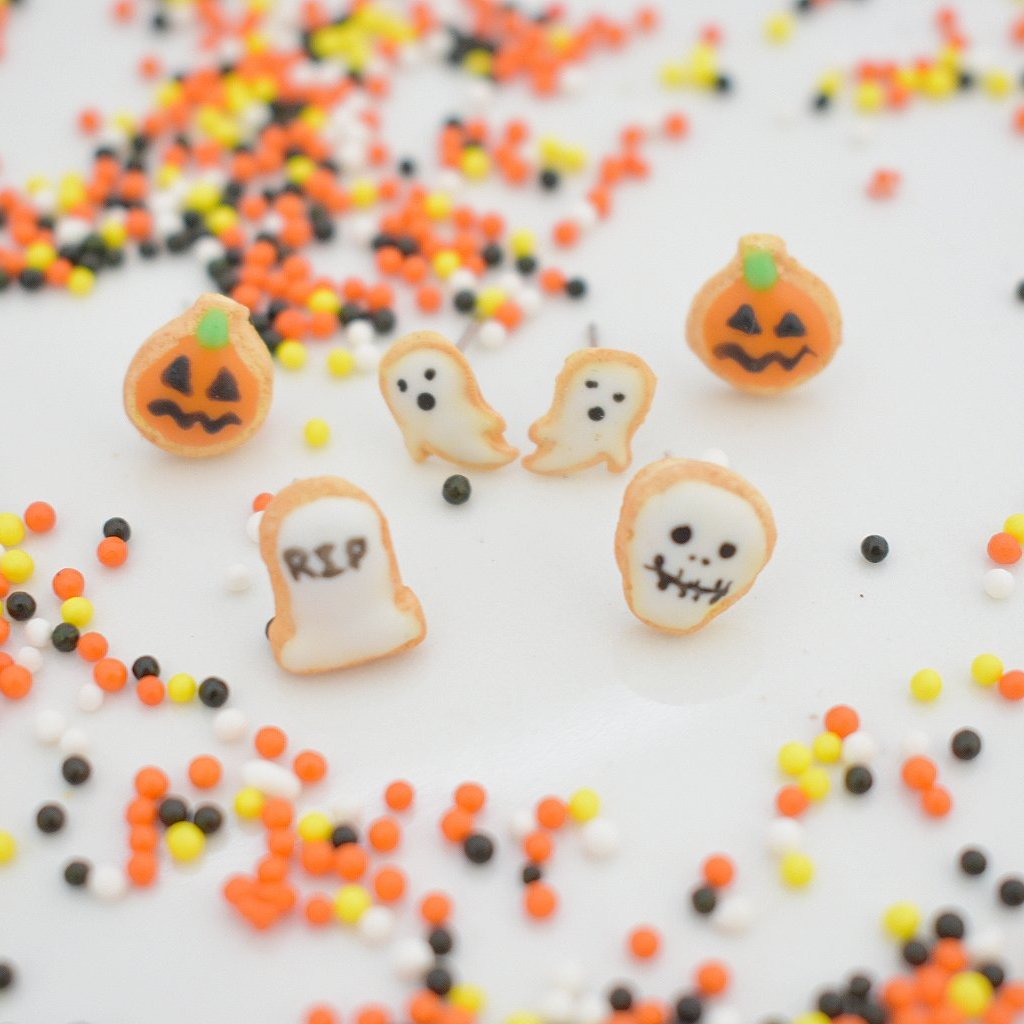 Scented Halloween Jack O' Lantern Sugar Cookie Earrings - Decadent Minis