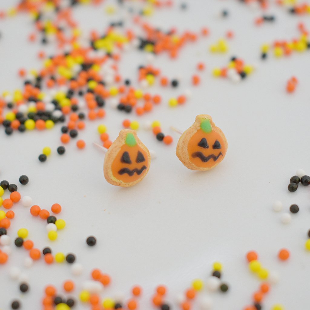 Scented Halloween Pumpkin & Ghost Sugar Cookie Earring Set - Decadent Minis