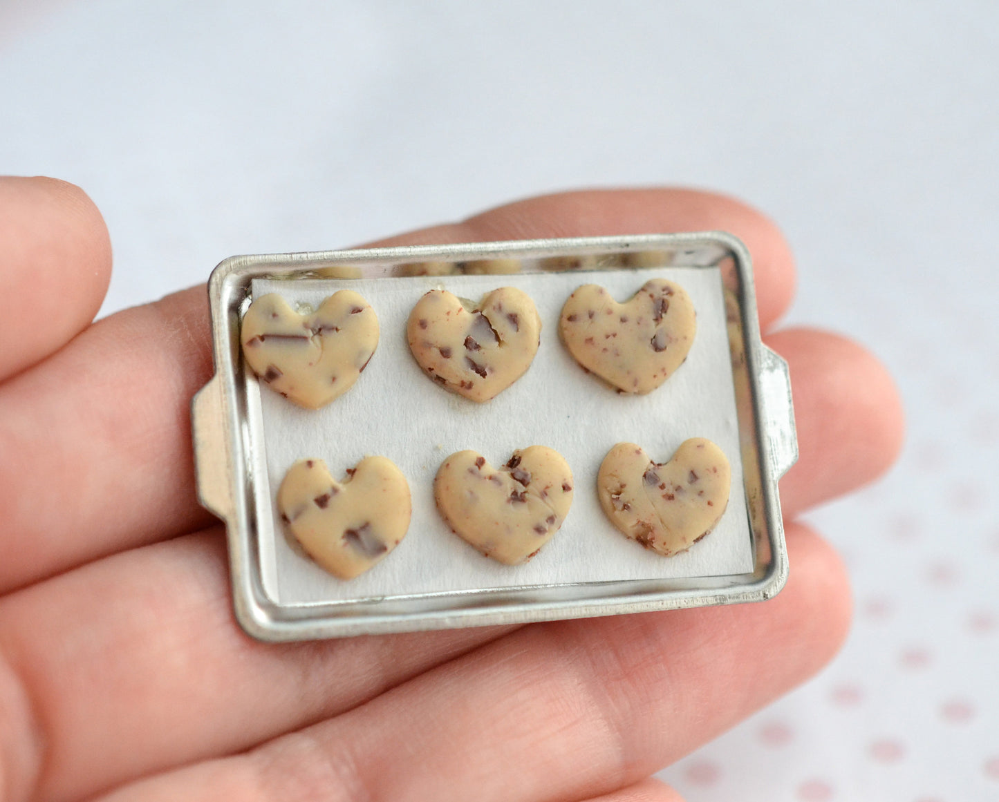 Scented 1:12 Scale Dollhouse Miniature Chocolate Chip Cookie Valentine's Day Baking Set - Decadent Minis