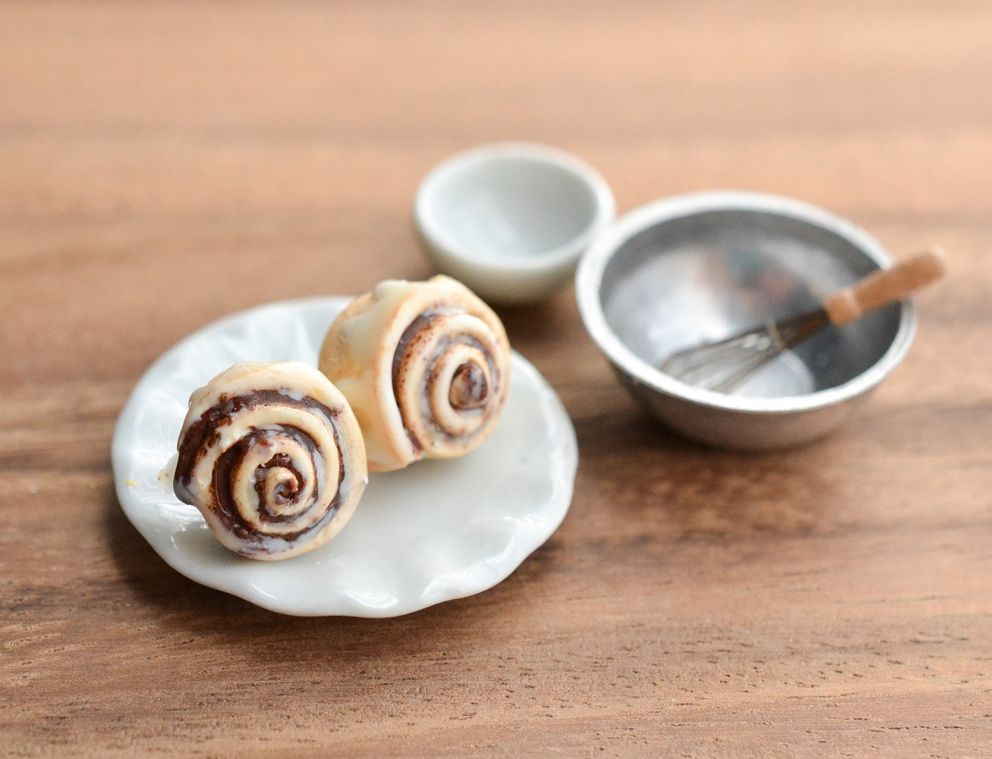 Scented Cinnamon Roll -Light Icing Stud Earrings - Decadent Minis