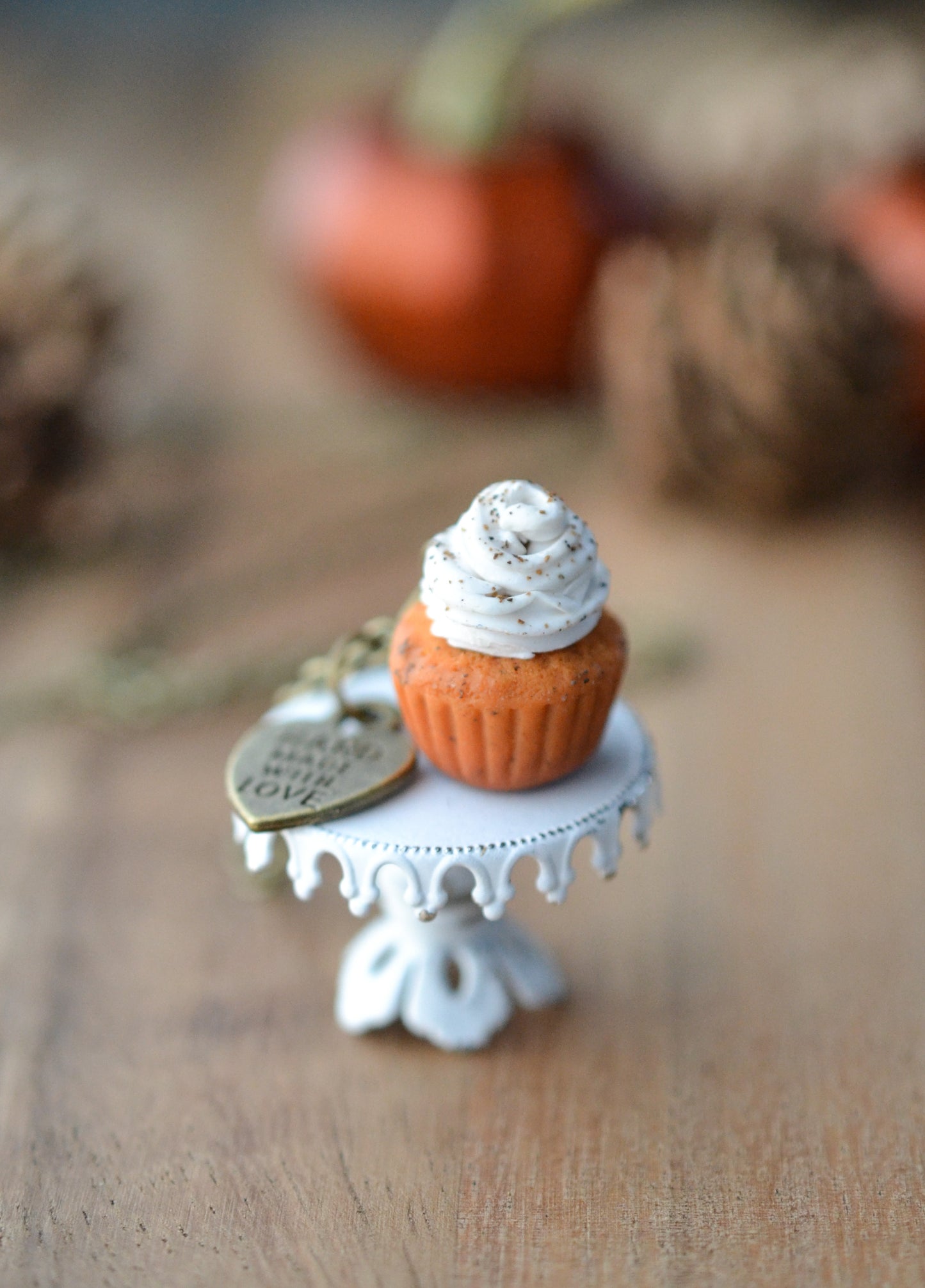 Pumpkin Spice Scented Cupcake Necklace - Decadent Minis