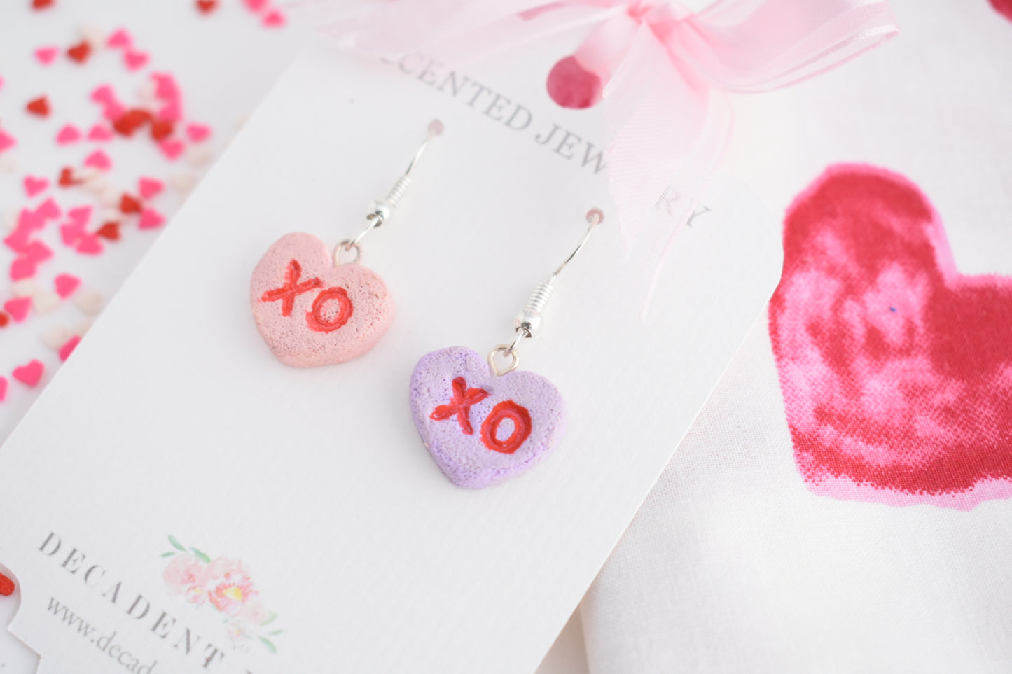 Scented Conversation Heart Earrings - Decadent Minis