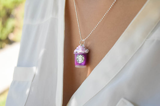 Scented Starbucks Inspired Unicorn Frappuccino Charm Necklace - Decadent Minis