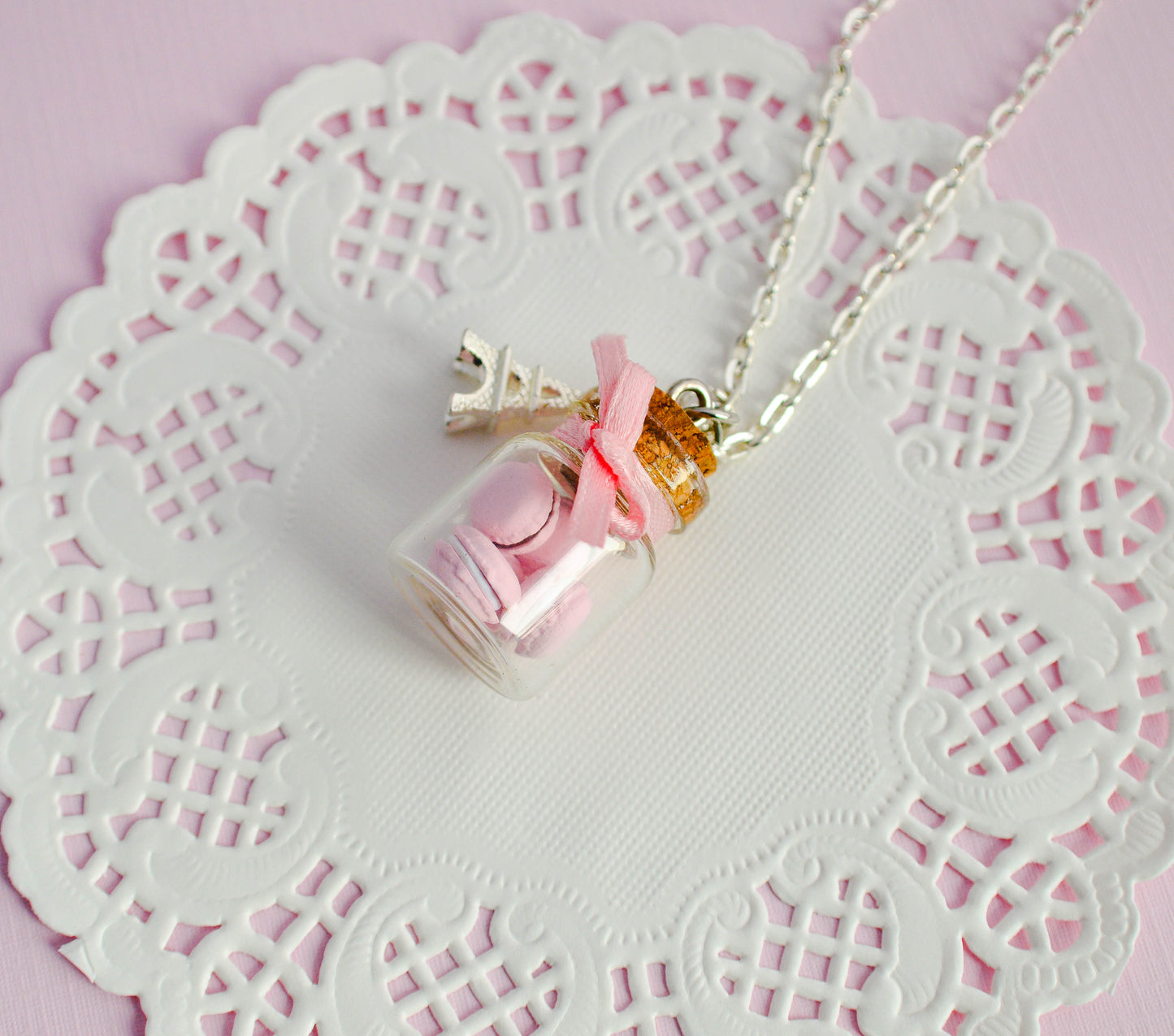 Pink Macaron Cookie Jar Necklace - Decadent Minis