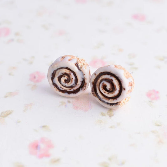 Scented Cinnamon Roll Stud Earrings - Decadent Minis