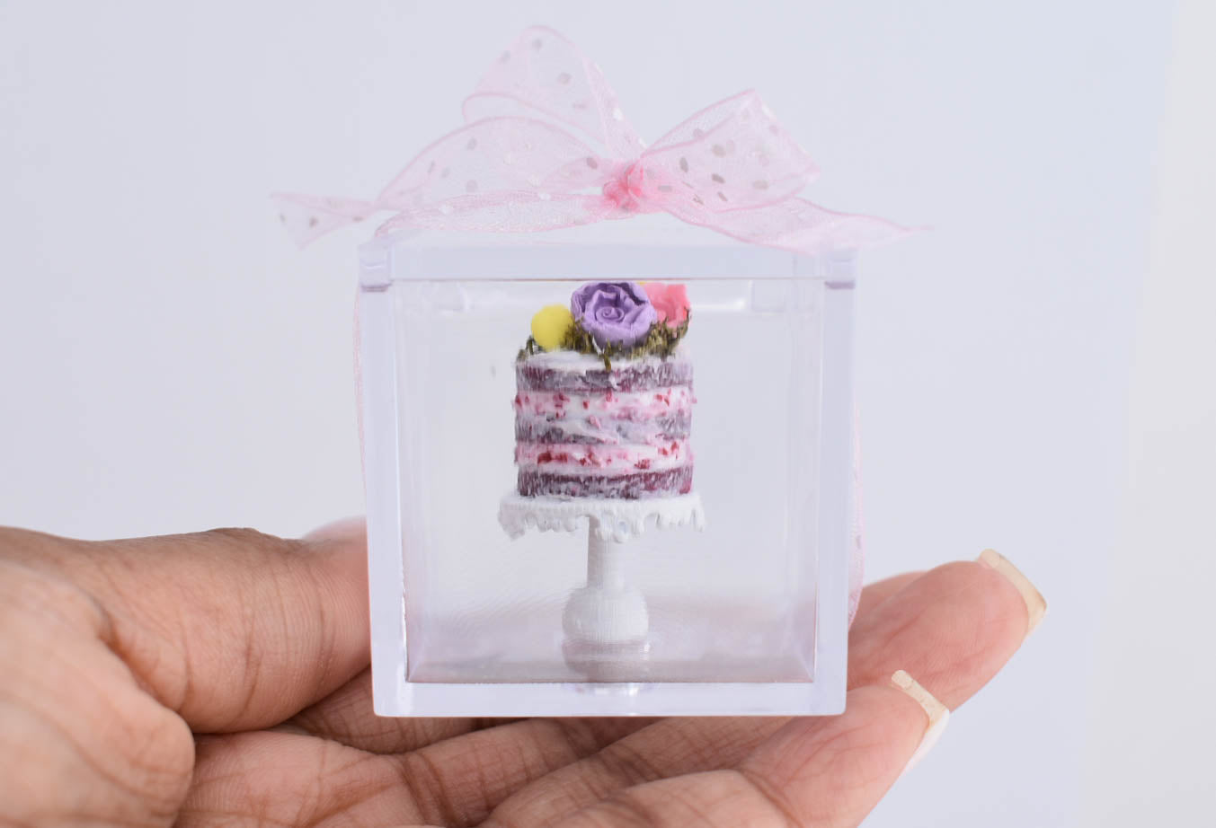 Scented 1:12 Dollhouse Miniature Red Velvet Macaron Naked Cake - Decadent Minis