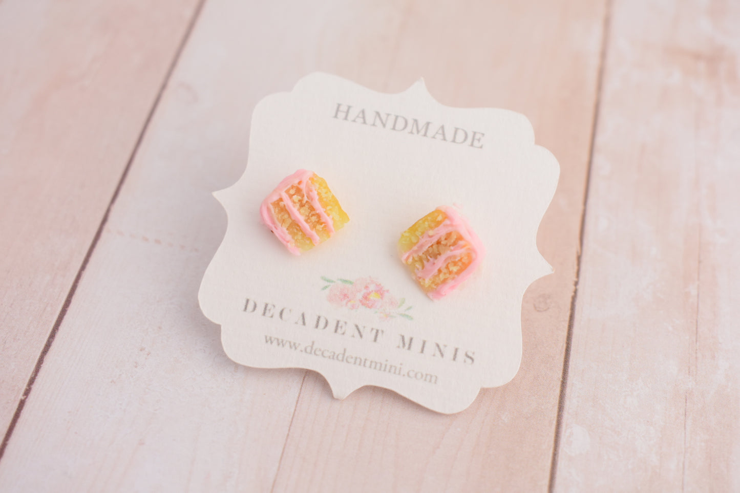 Scented Strawberry Vanilla Cake Stud Earrings - Decadent Minis