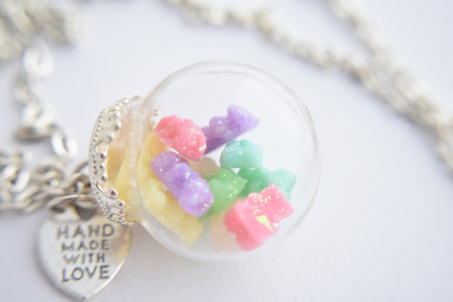 Opal Gummy Bear Candy Jar Necklace -scented-starbucks-unicorn-frappuccino-charm-necklace
