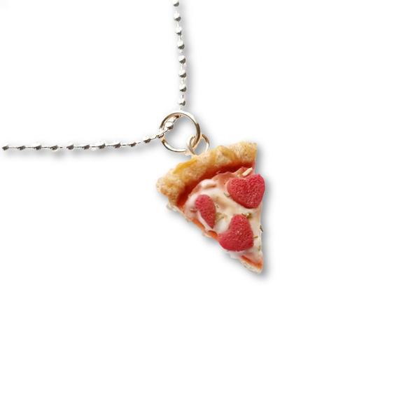 Scented Pepperoni Heart Pizza Slice Necklace - Decadent Minis