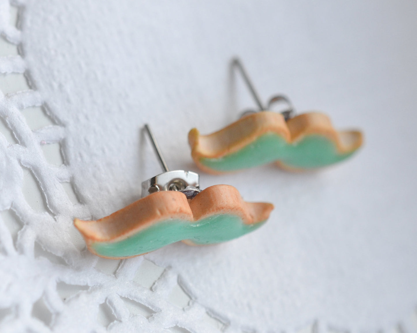 Scented Mint Mustache Sugar Cookie Stud Earrings - Decadent Minis