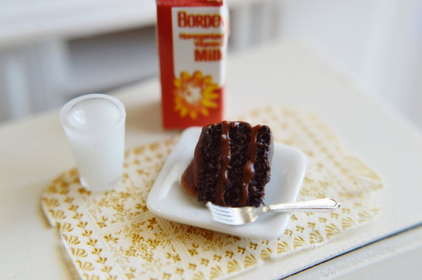 1:12 Miniature Triple Layer Chocolate Cake Slice - Decadent Minis