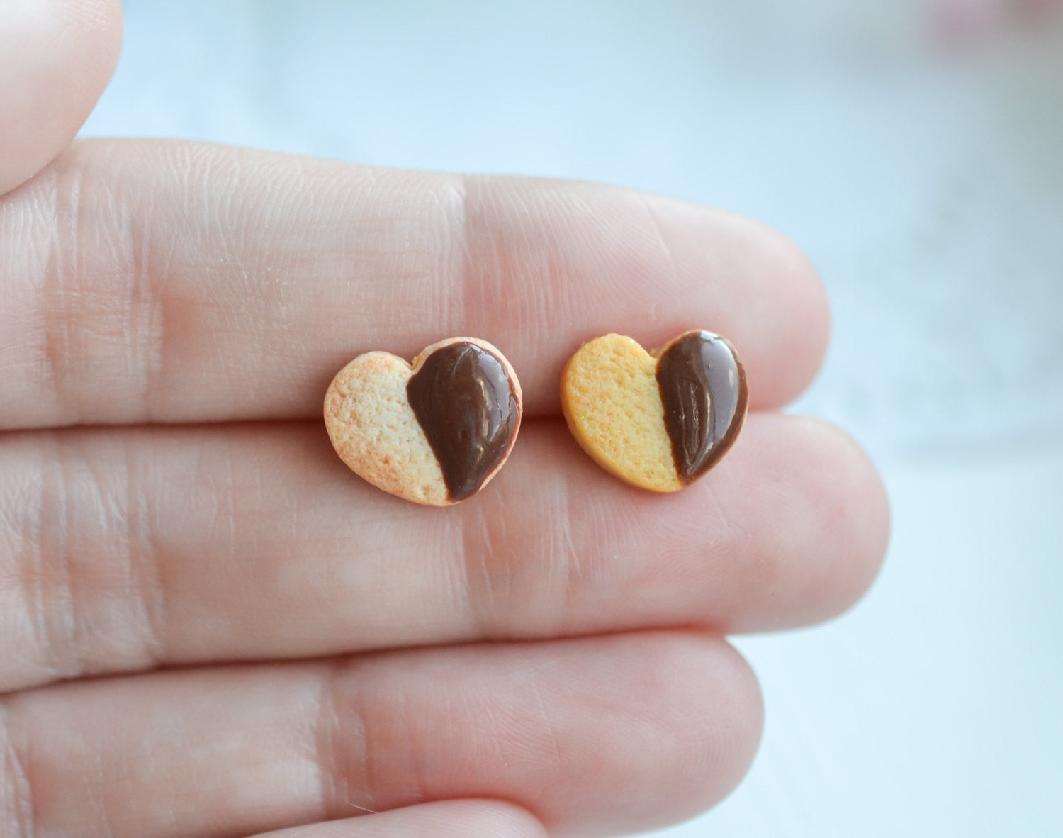 Heart shaped dipped shortbread cookie earrings (choose your color) - Decadent Minis