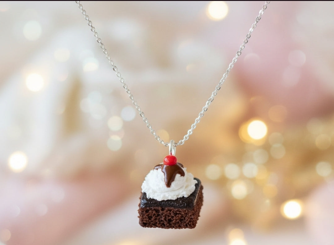 Scented Hot Fudge Brownie Sundae Necklace (wholesale) - Decadent Minis