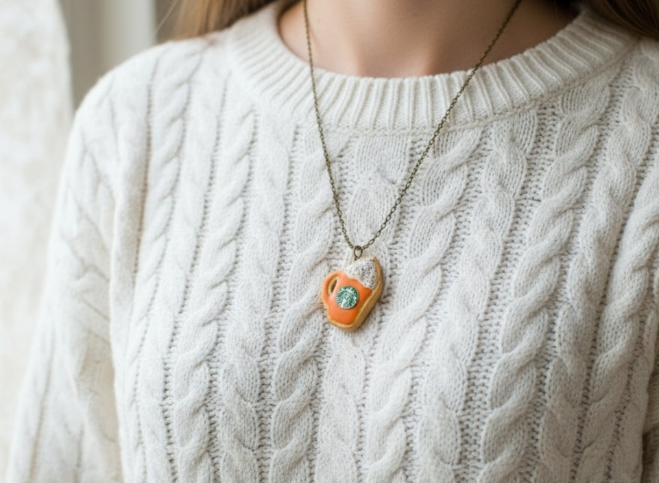 Scented Starbucks Pumpkin Spice Latte Sugar Cookie Necklace - Decadent Minis