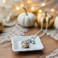 Scented Cinnamon Roll Silver Bow Necklace - Decadent Minis