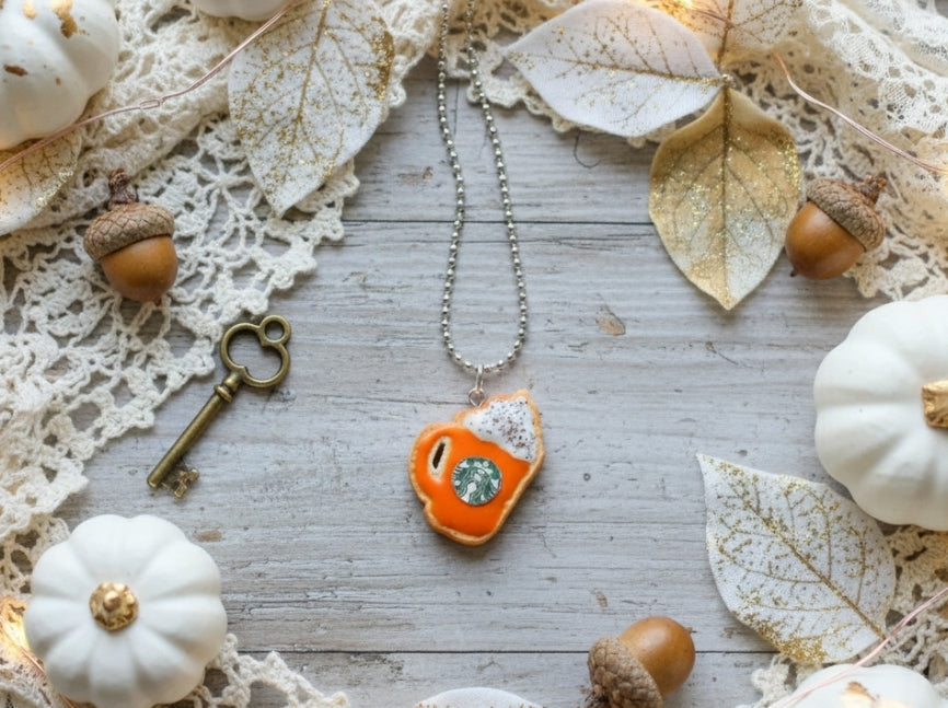 Scented Starbucks Pumpkin Spice Latte Sugar Cookie Necklace - Decadent Minis