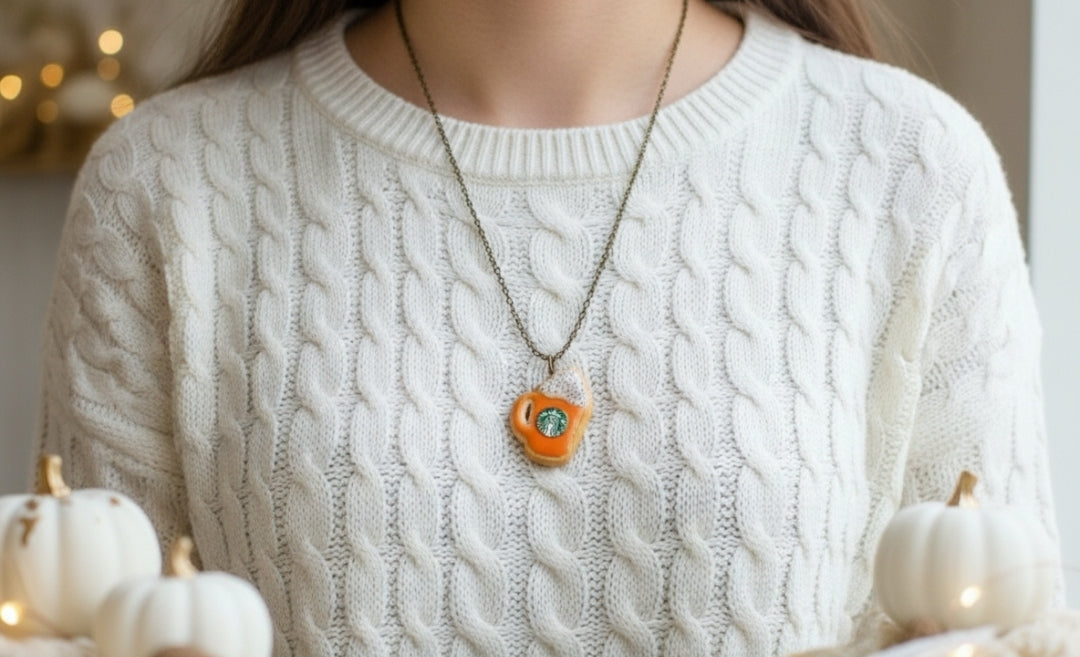 Scented Starbucks Pumpkin Spice Latte Sugar Cookie Necklace - Decadent Minis