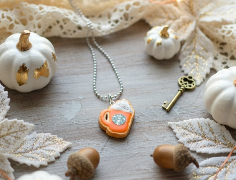 Scented Starbucks Pumpkin Spice Latte Sugar Cookie Necklace - Decadent Minis