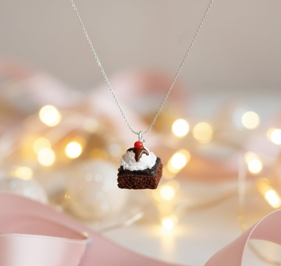 Scented Hot Fudge Brownie Sundae Necklace (wholesale) - Decadent Minis