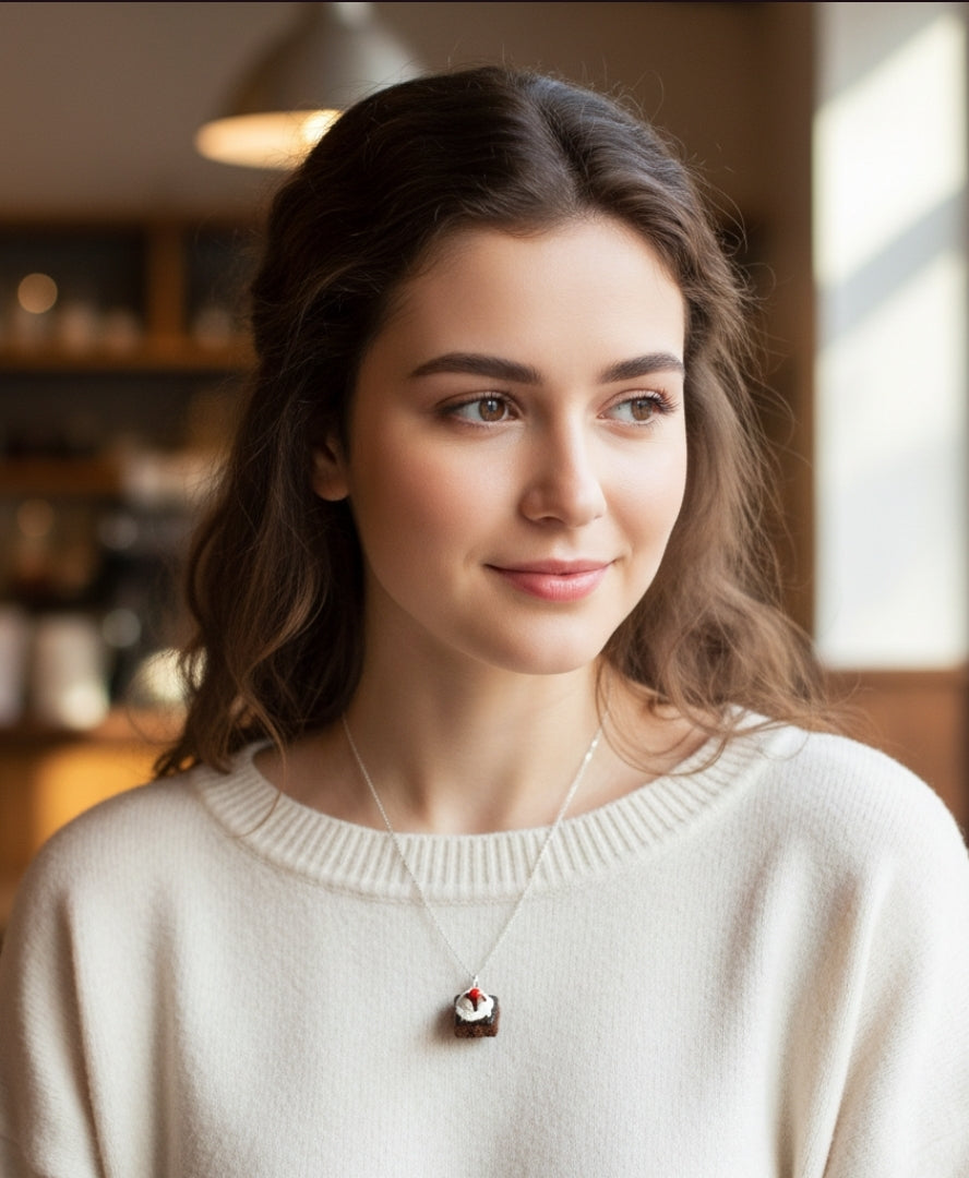 Scented Hot Fudge Brownie Sundae Necklace (wholesale) - Decadent Minis