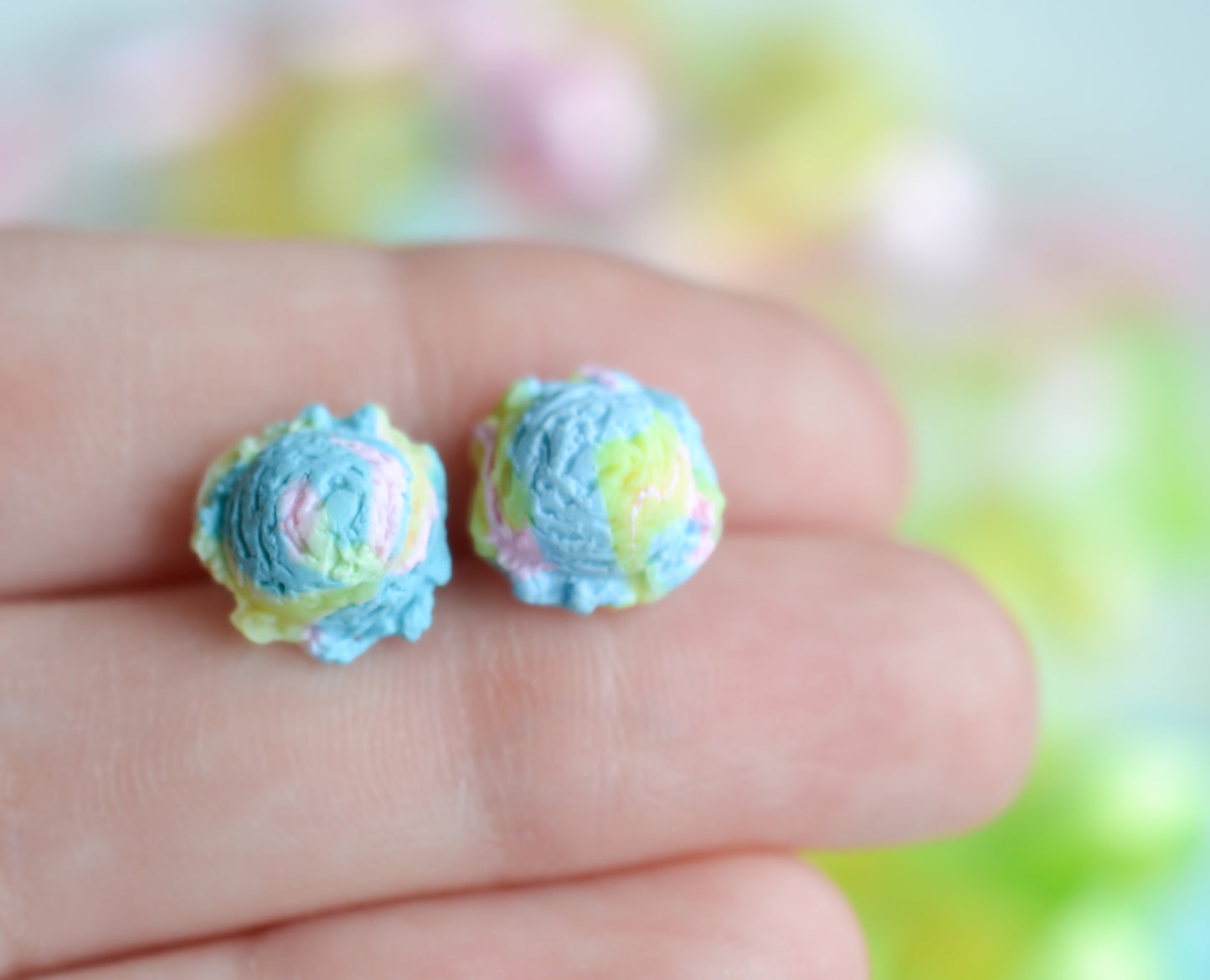 Scented Cotton Candy Ice Cream Scoop Earrings-Blue - Decadent Minis