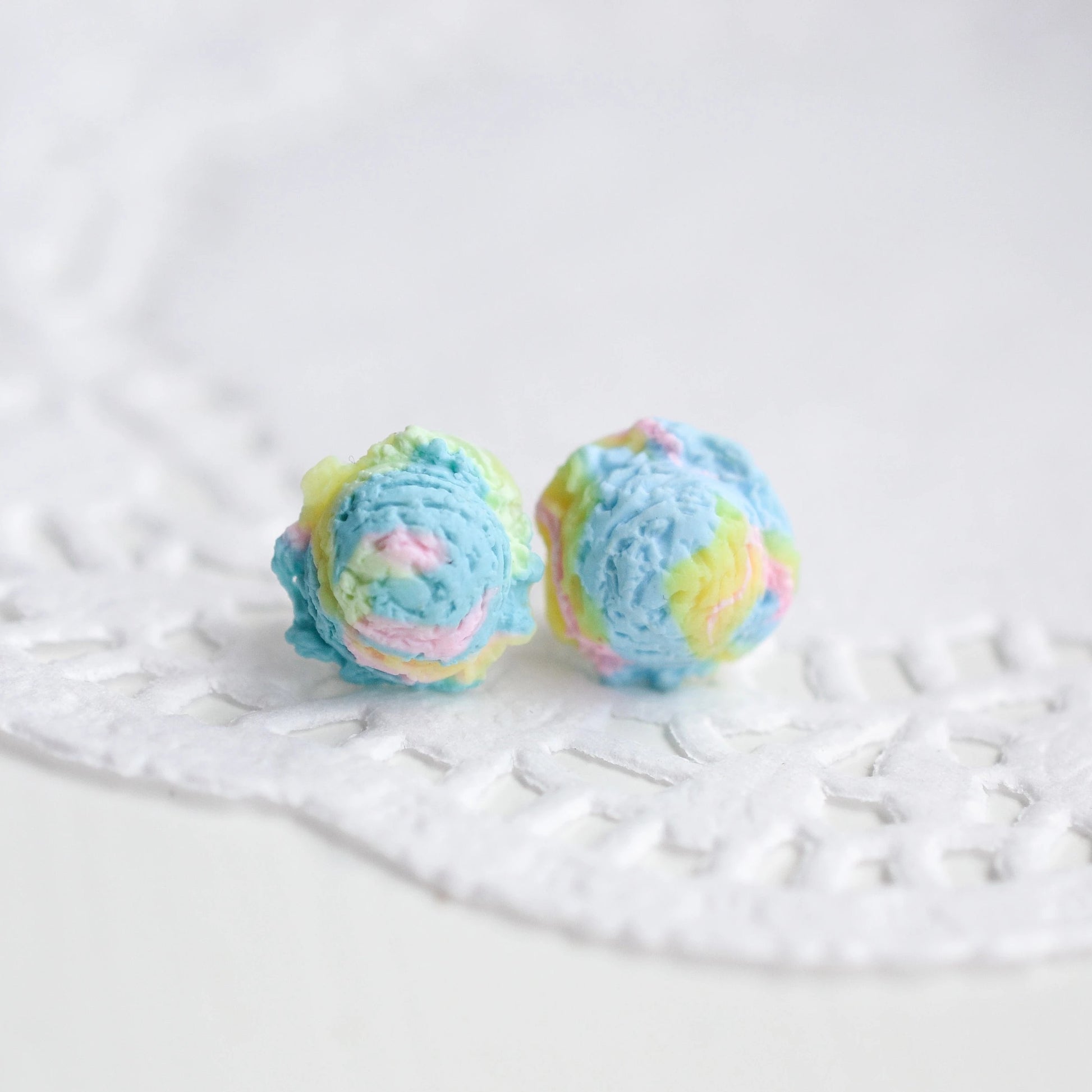 Scented Cotton Candy Ice Cream Scoop Earrings-Blue - Decadent Minis