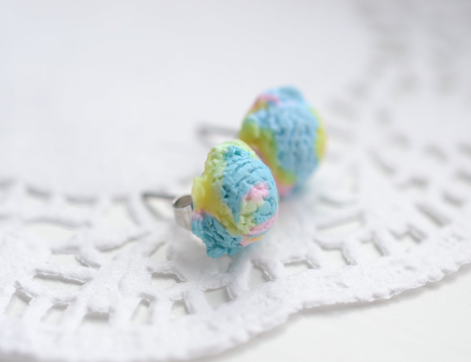 Scented Cotton Candy Ice Cream Scoop Earrings-Blue - Decadent Minis