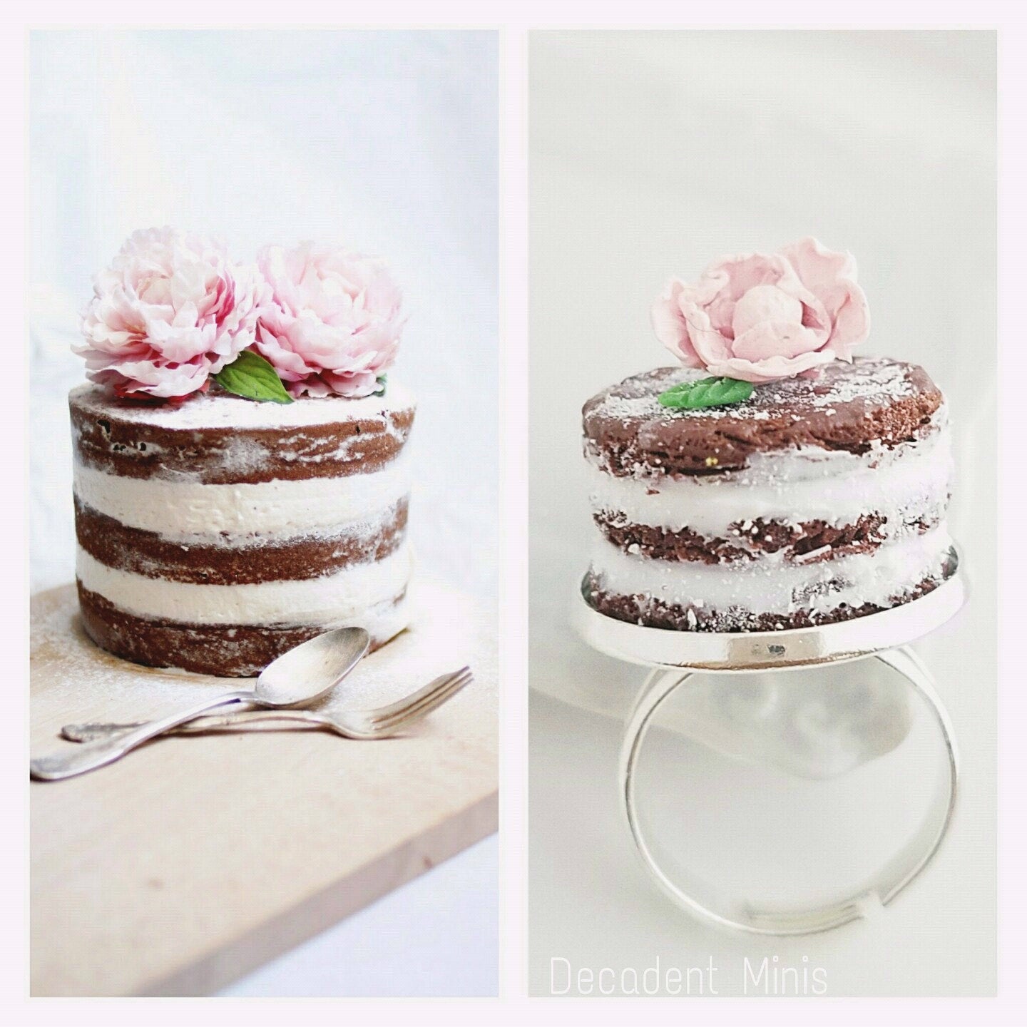 Shabby Chic Naked Cake Ring - Chocolate - Decadent Minis