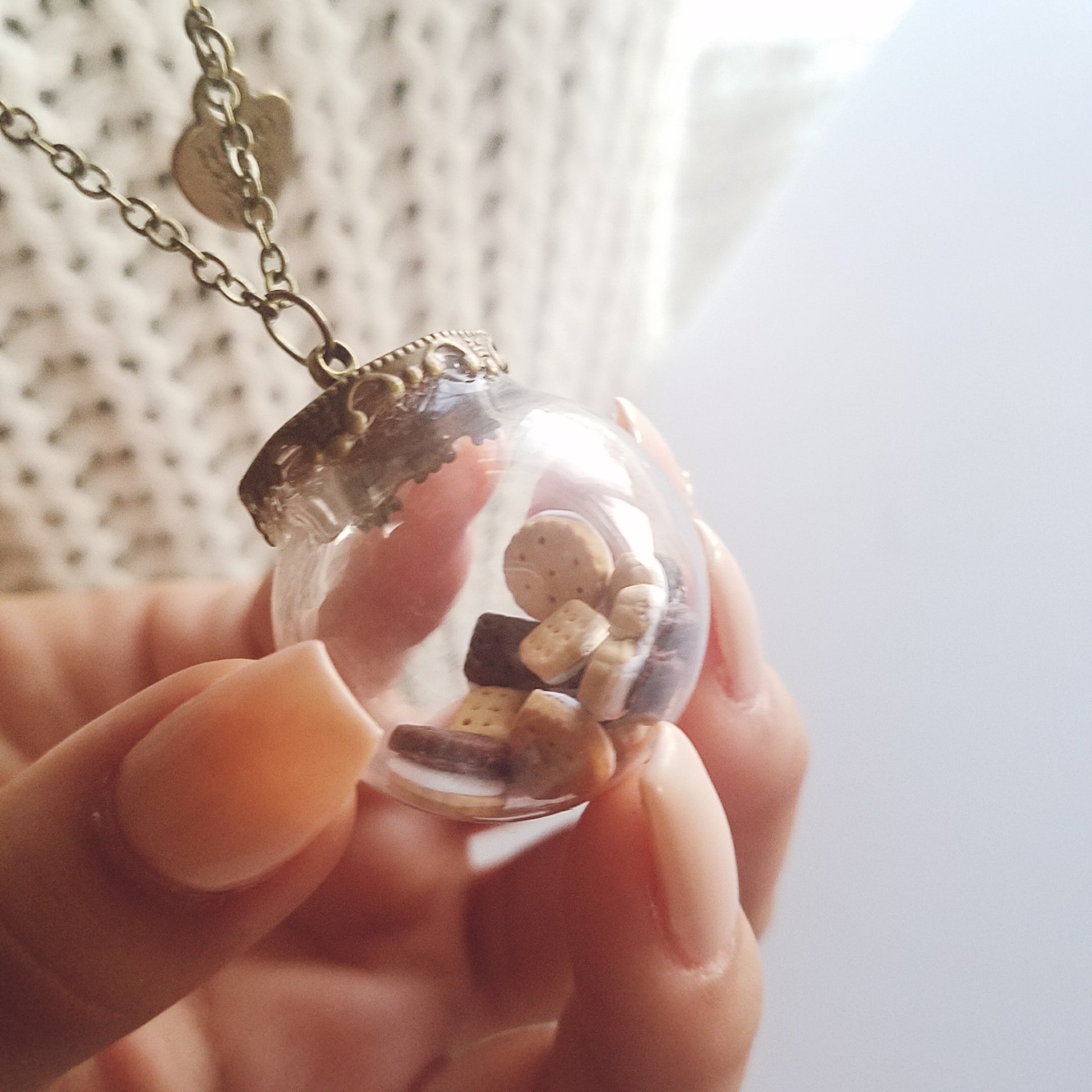 Mini Sandwich Cookie Jar Necklace-Antique Bronze - Decadent Minis