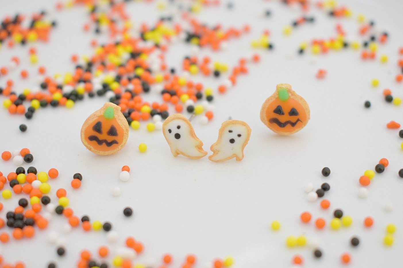 Scented Halloween Pumpkin & Ghost Sugar Cookie Earring Set - Decadent Minis