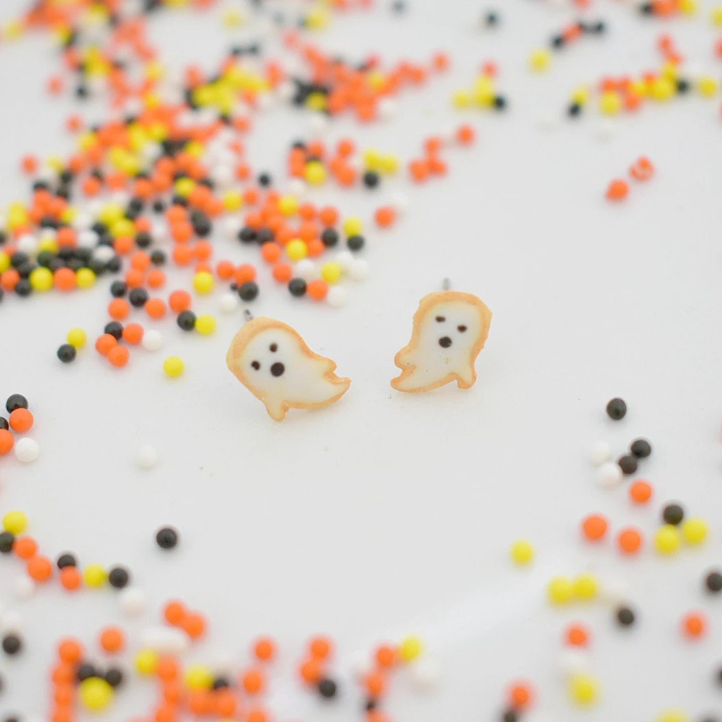 Scented Halloween Pumpkin & Ghost Sugar Cookie Earring Set - Decadent Minis
