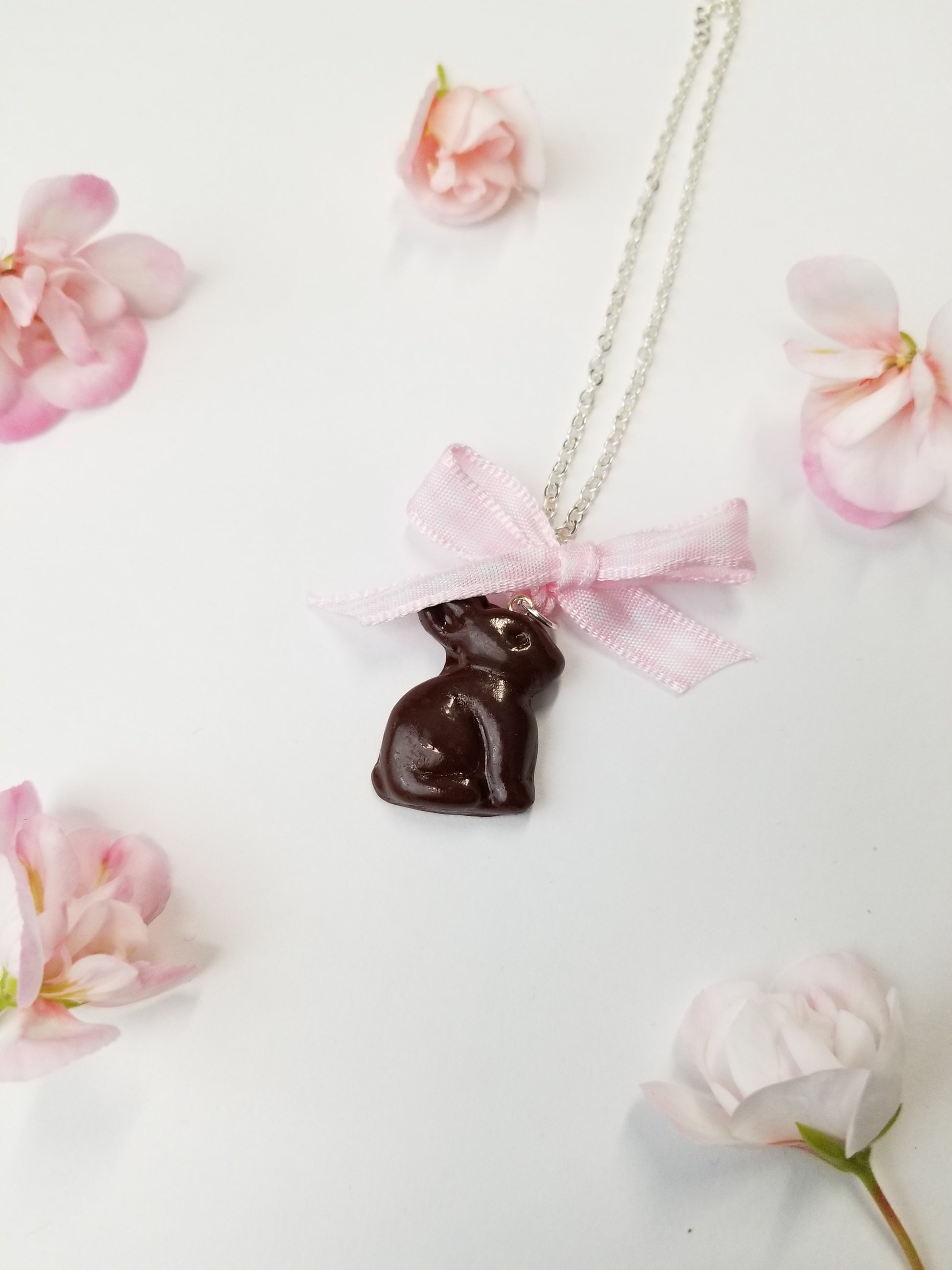 Scented Chocolate Easter Bunny Necklace Silver Plated - Decadent Minis