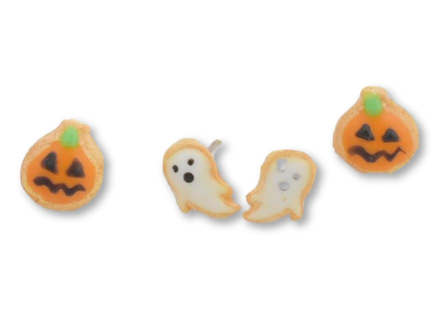 Scented Halloween Pumpkin & Ghost Sugar Cookie Earring Set - Decadent Minis