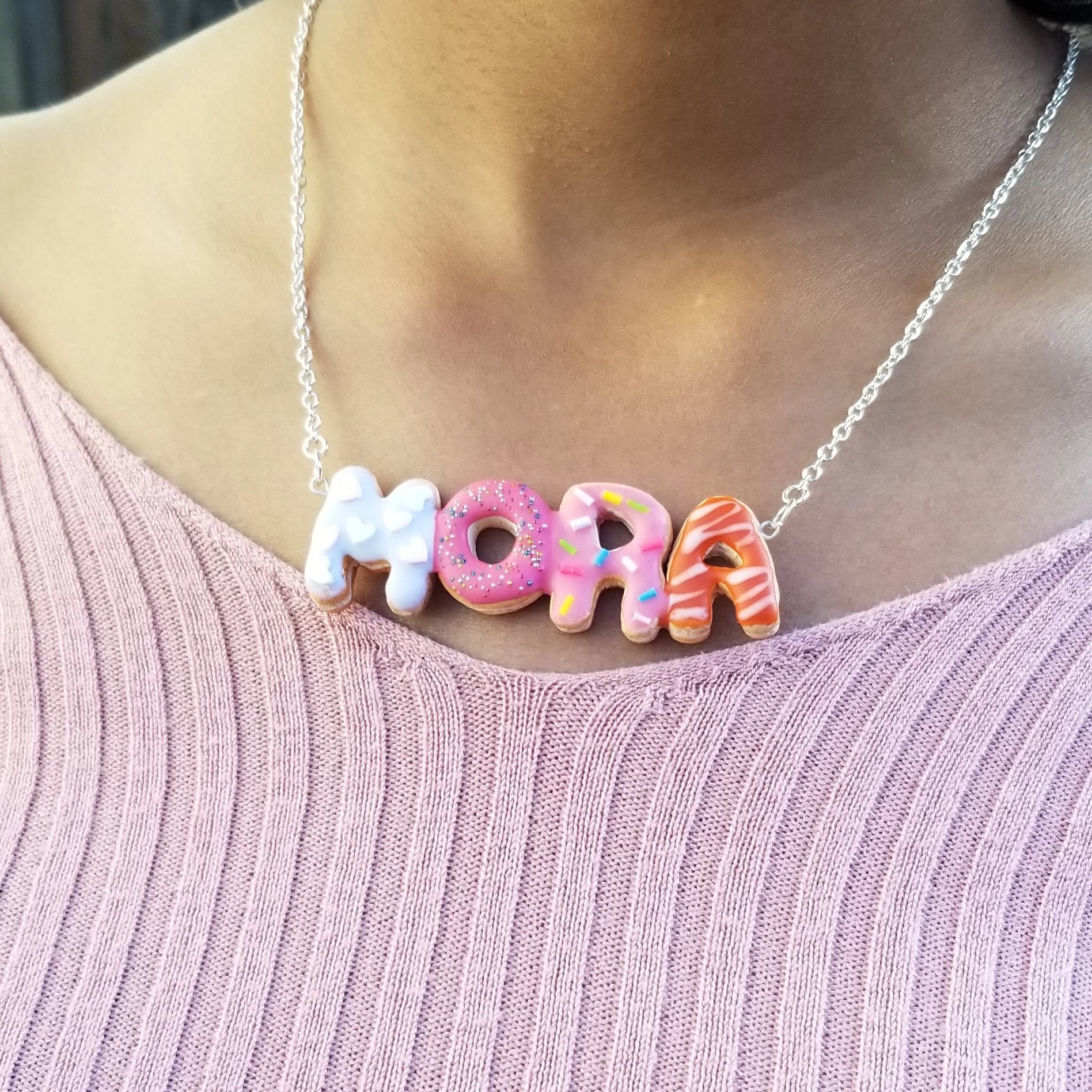 Scented Custom Name Donut Necklace - Decadent Minis