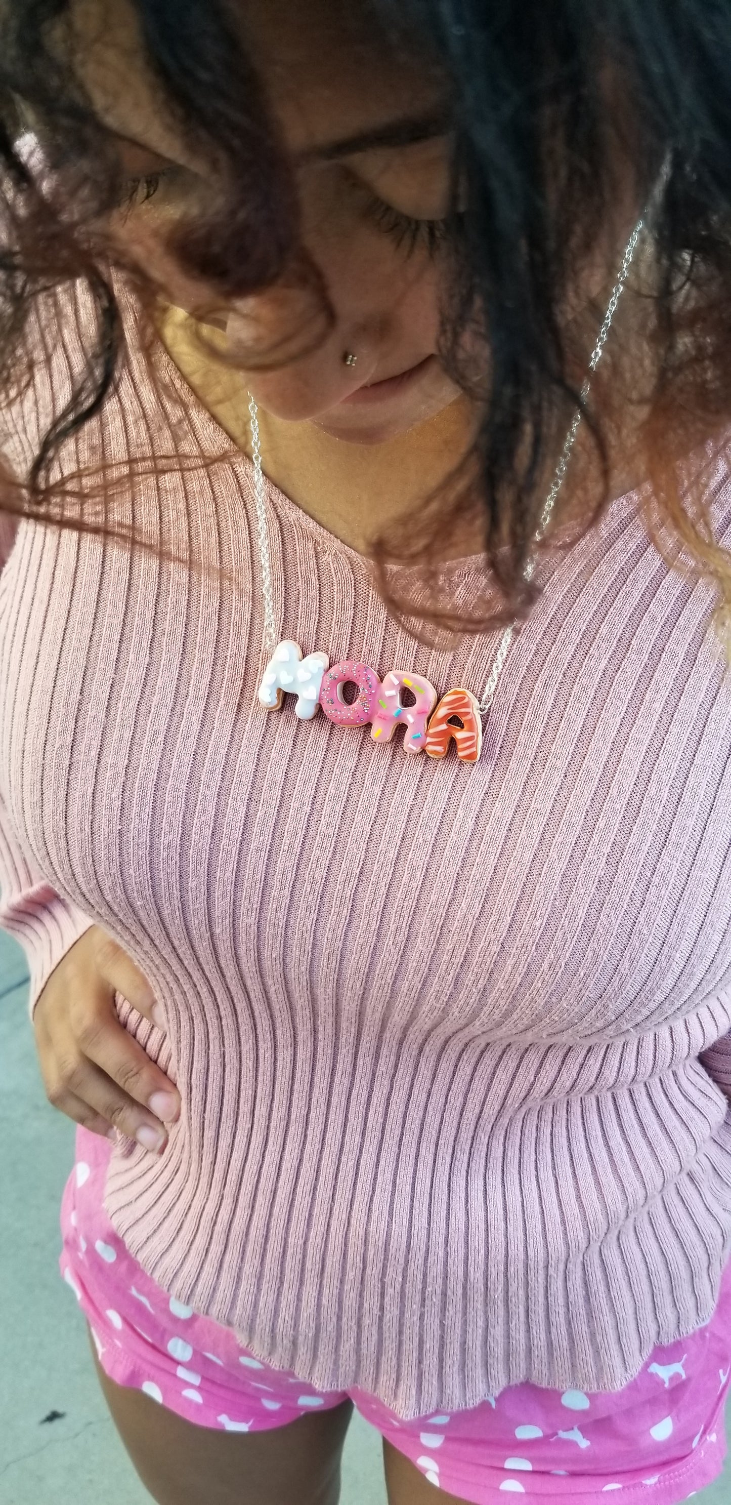 Scented Custom Name Donut Necklace - Decadent Minis