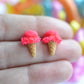 Scented Strawberry Ice Cream Cone Earrings - Decadent Minis