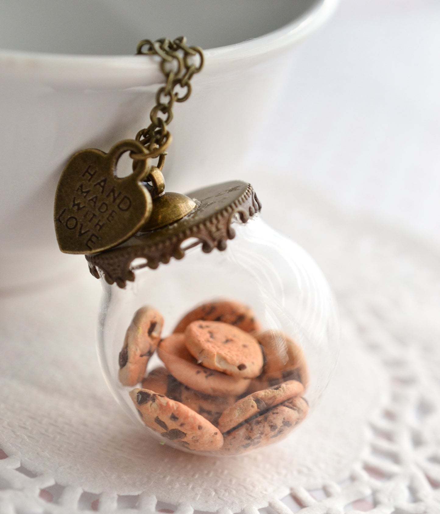 Chocolate Chip Cookie Jar Necklace-Antique Bronze - Decadent Minis