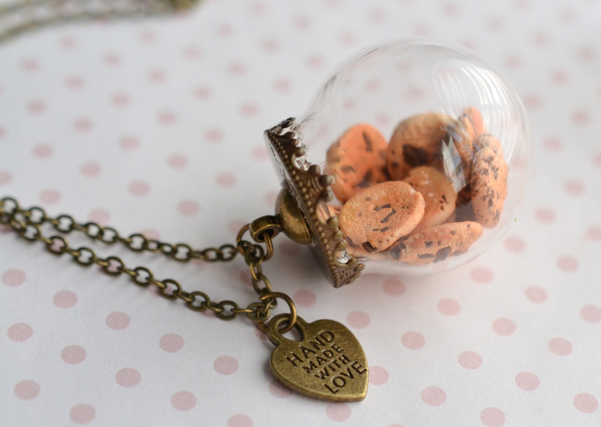 Chocolate Chip Cookie Jar Necklace-Antique Bronze - Decadent Minis