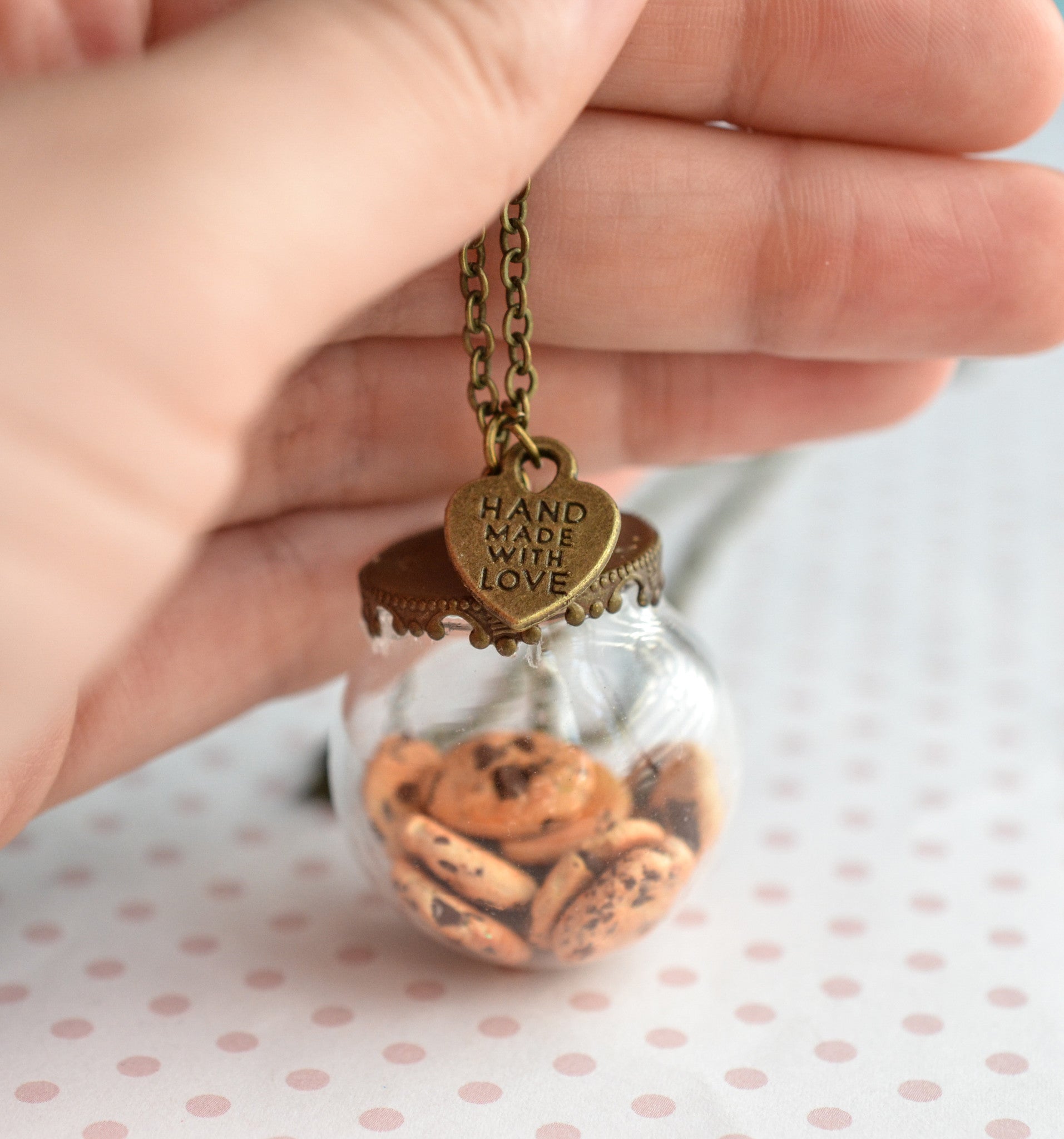 Chocolate Chip Cookie Jar Necklace-Antique Bronze - Decadent Minis