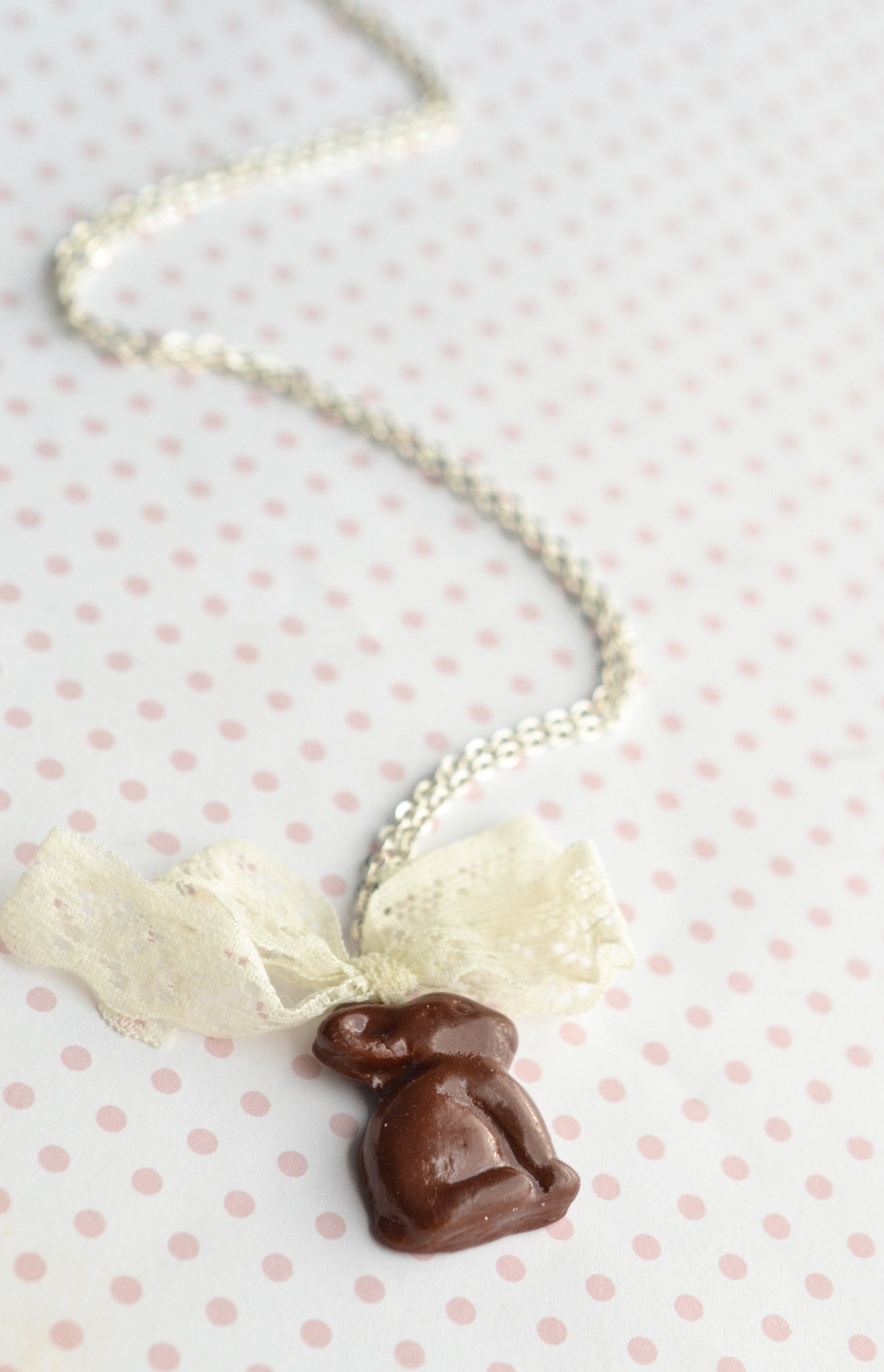 Scented Chocolate Easter Bunny Necklace Silver Plated - Decadent Minis