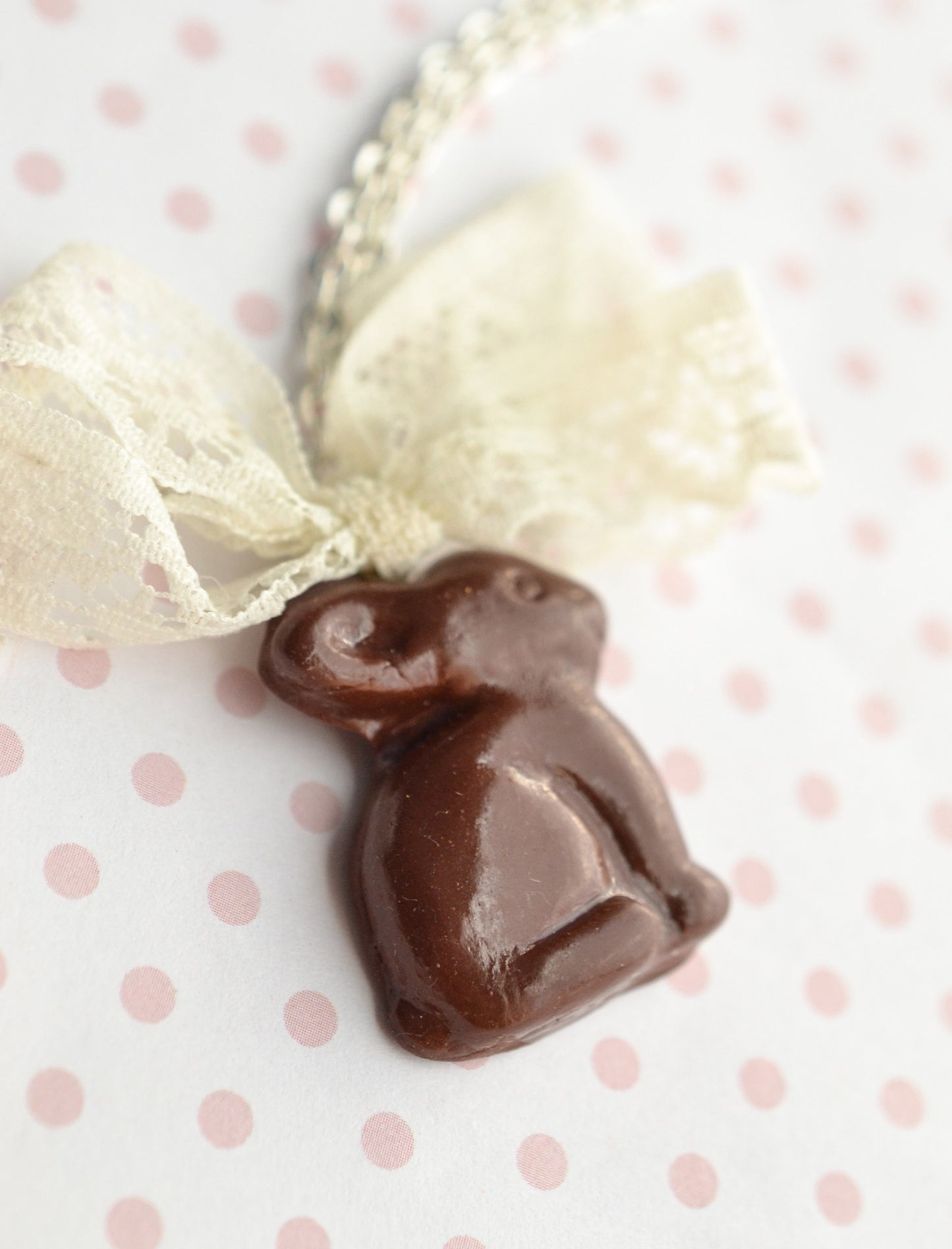 Scented Chocolate Easter Bunny Necklace Silver Plated - Decadent Minis