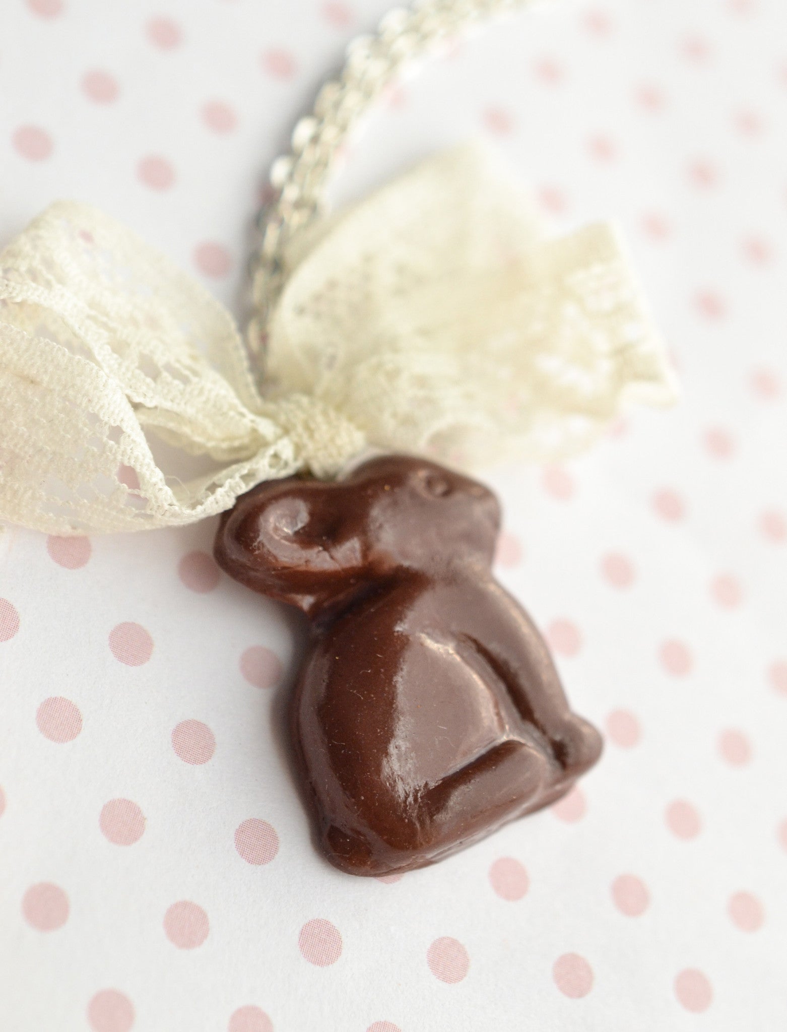 Scented Chocolate Easter Bunny Necklace Silver Plated - Decadent Minis