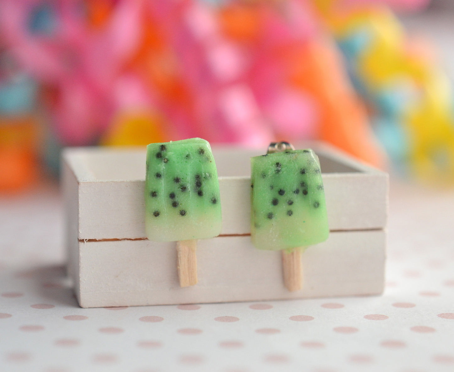 Scented Kiwi Popsicle Stud Earrings - Decadent Minis