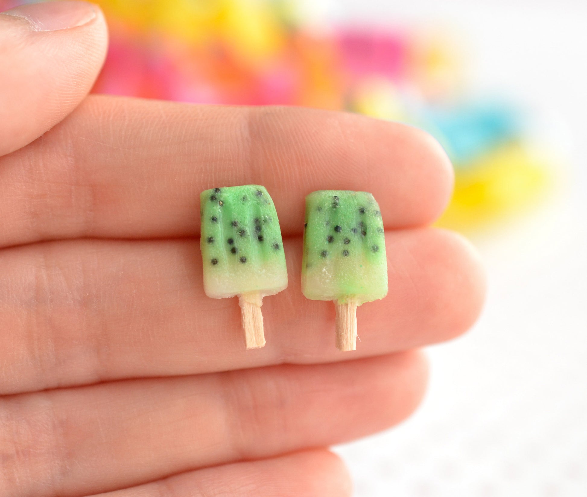 Scented Kiwi Popsicle Stud Earrings - Decadent Minis