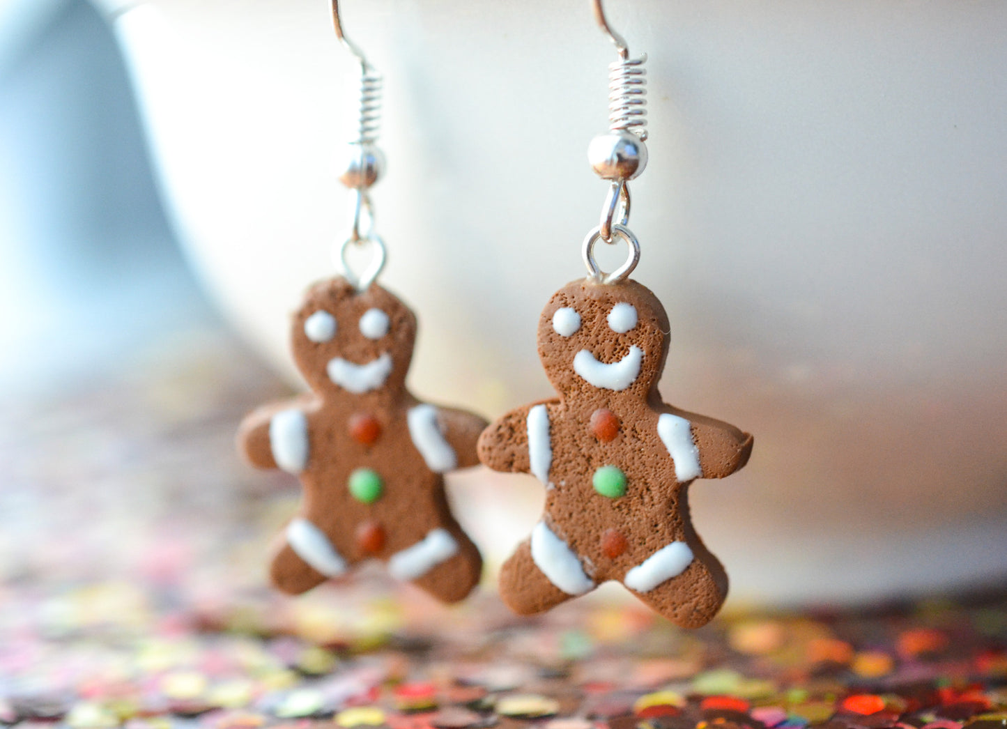 Scented Gingerbread Man Earrings Christmas Colors - Decadent Minis