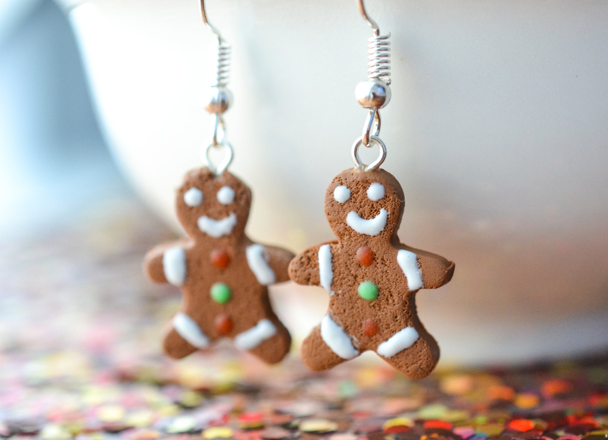Scented Gingerbread Man Earrings Christmas Colors - Decadent Minis