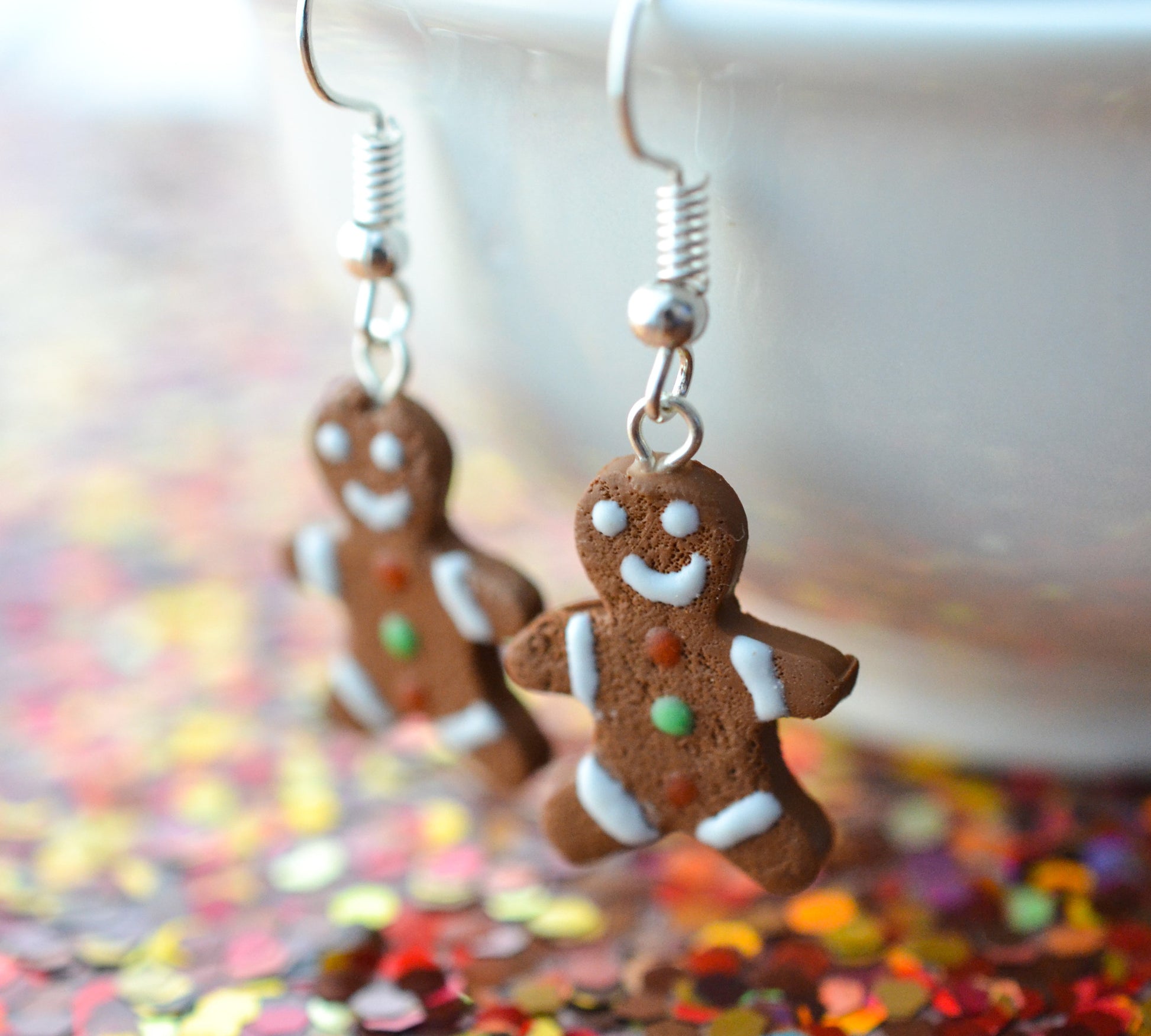 Scented Gingerbread Man Earrings Christmas Colors - Decadent Minis