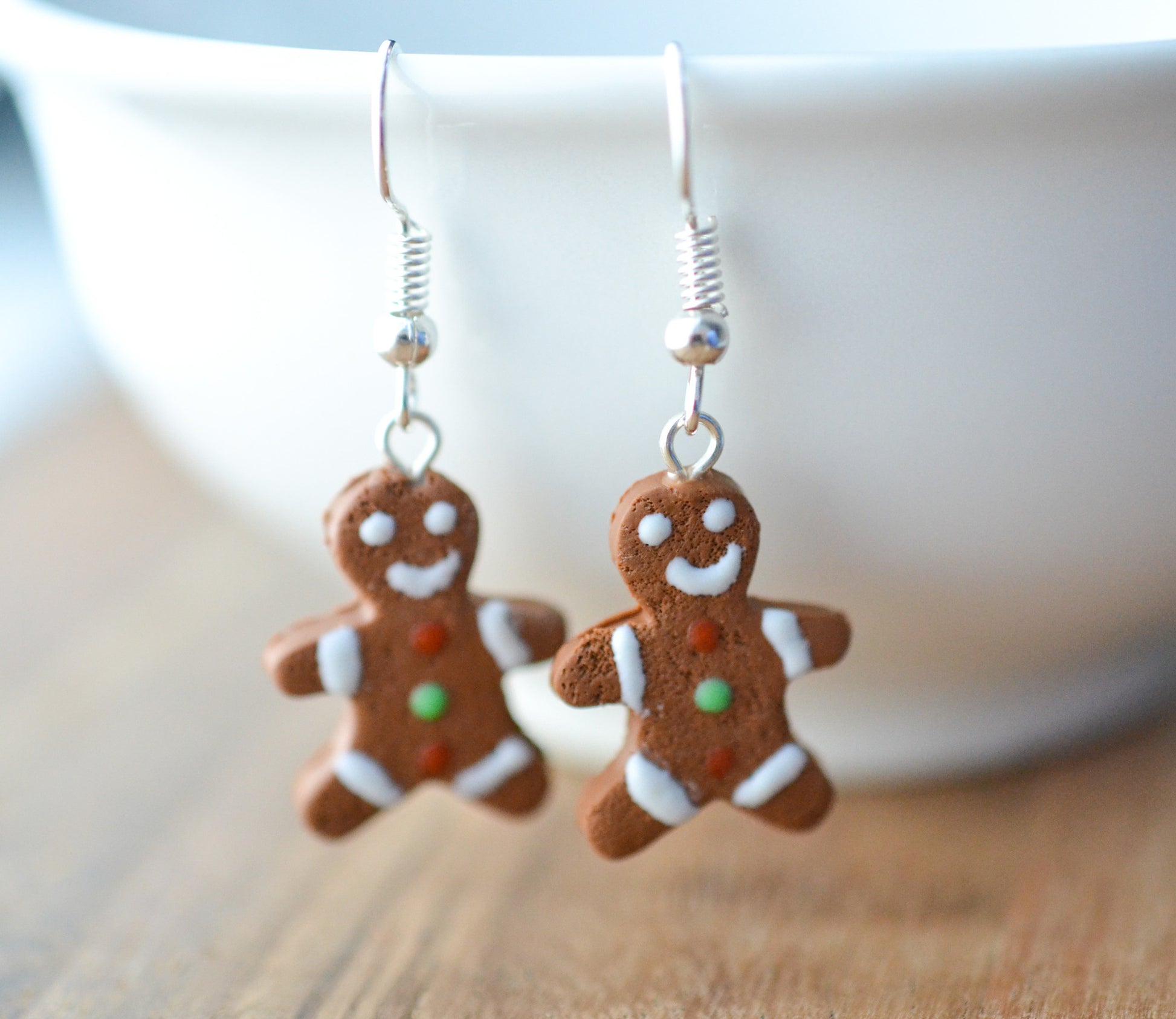 Scented Gingerbread Man Earrings Christmas Colors - Decadent Minis