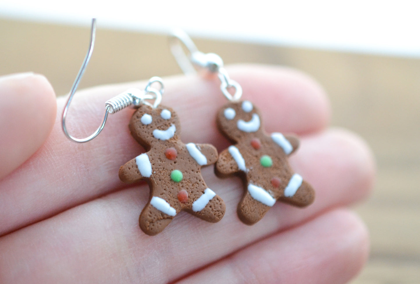 Scented Gingerbread Man Earrings Christmas Colors - Decadent Minis