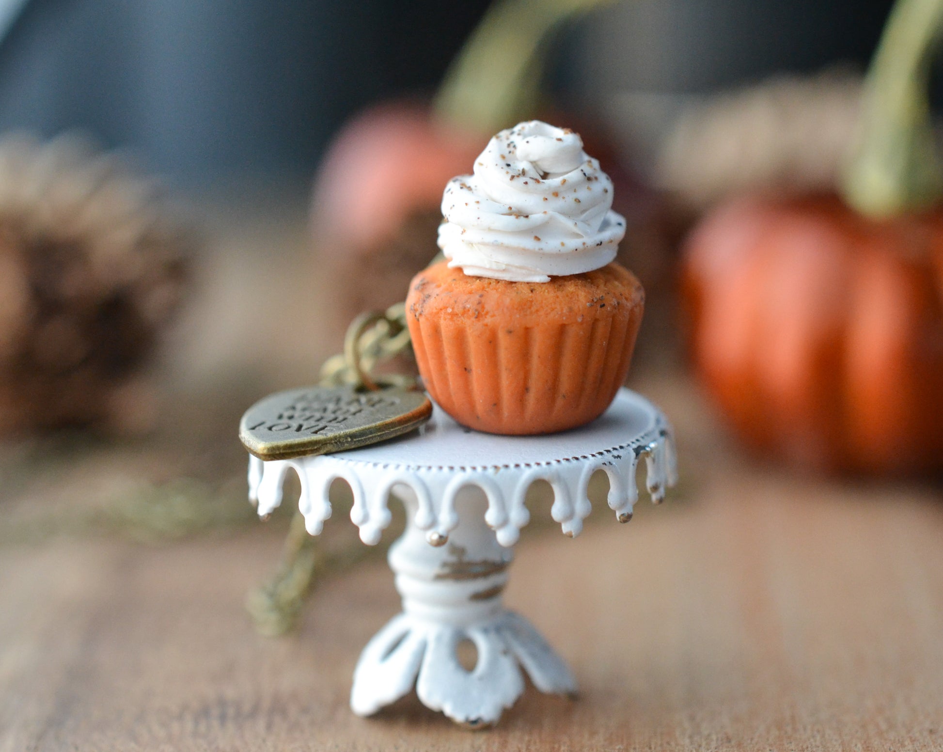 Pumpkin Spice Scented Cupcake Necklace - Decadent Minis